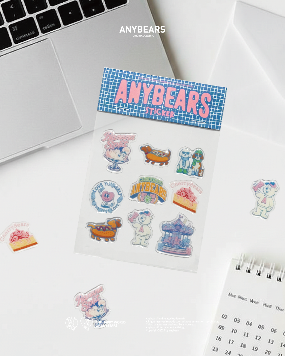 ANYBEARS® Pink & Blue Sticker 粉與藍主題 水晶立體貼紙
