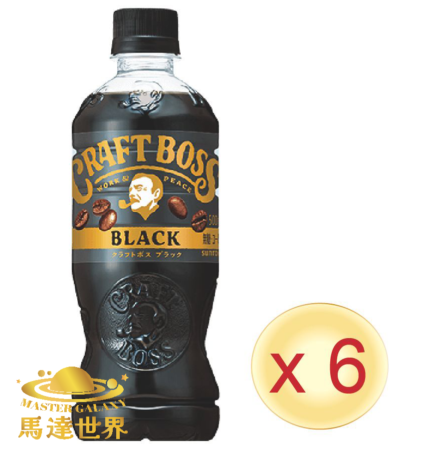 【6支裝】Craft Boss 無糖黑咖啡 500ml 日本直送 此日期前最佳：2026/3