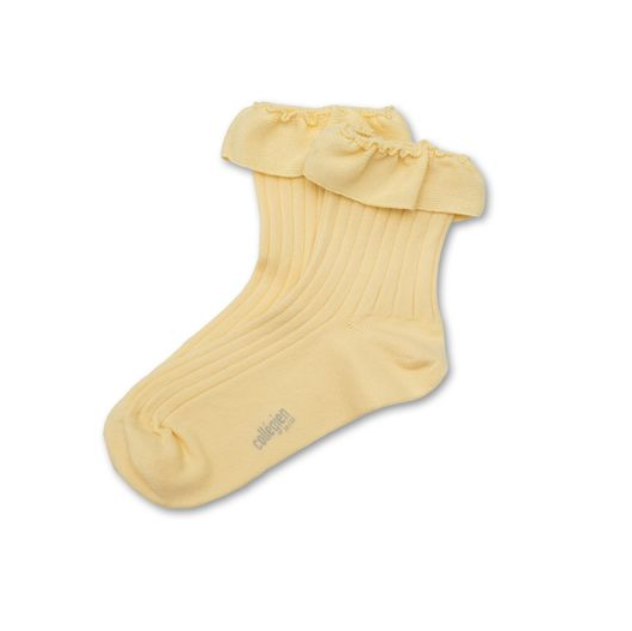 (預購) COLLEGIEN 螺紋荷葉邊短襪 Ludivine - 039 Vanille 香草
