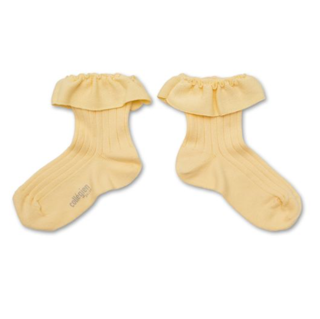 (預購) COLLEGIEN 螺紋荷葉邊短襪 Ludivine - 039 Vanille 香草