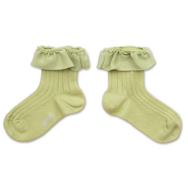 (預購) COLLEGIEN 螺紋荷葉邊短襪 Ludivine - 251 Verveine 淺綠