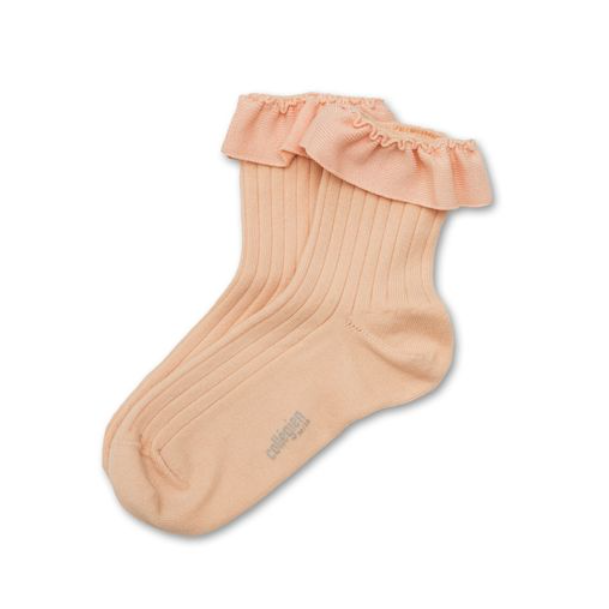 (預購) COLLEGIEN 螺紋荷葉邊短襪 Ludivine - 590 Sorbet 冰淇淋粉