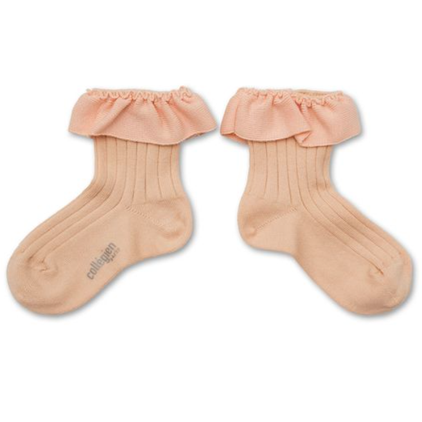 (預購) COLLEGIEN 螺紋荷葉邊短襪 Ludivine - 590 Sorbet 冰淇淋粉