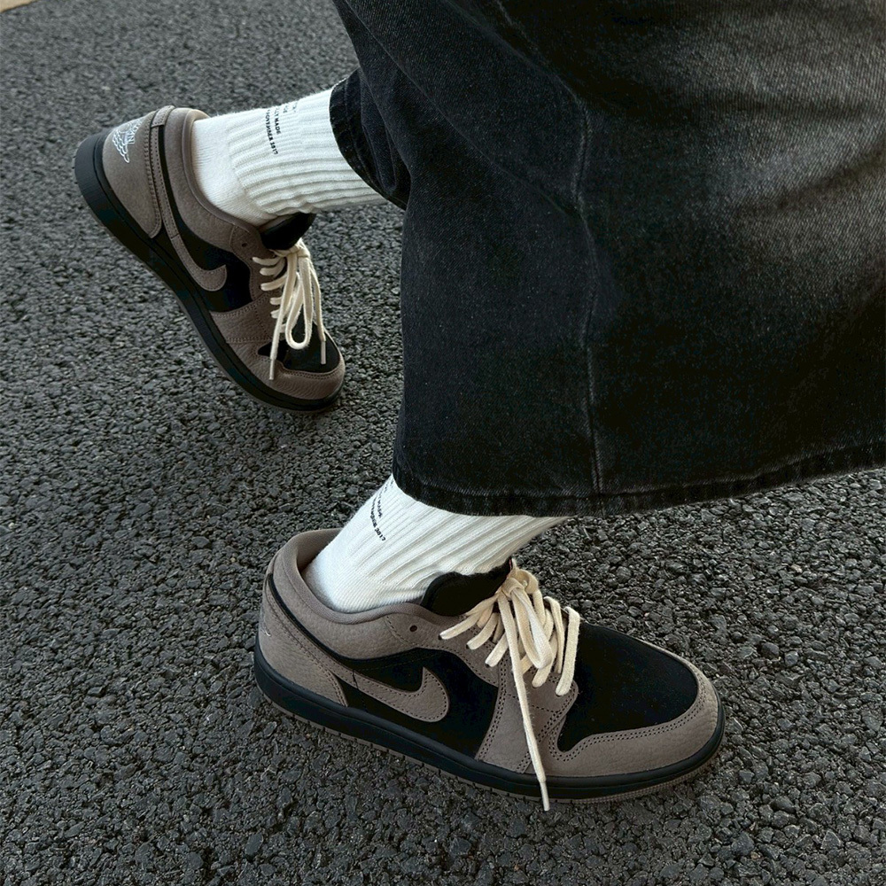 Nike Air Jordan 1 Low 灰棕 小倒鉤 麂皮拼接 摩卡倒鉤平替 男鞋 IB7109-005