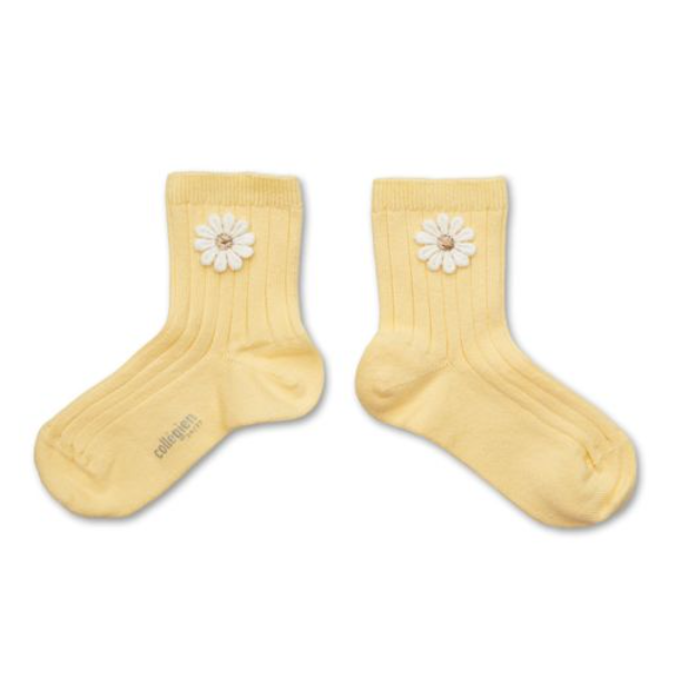 (預購) COLLEGIEN 螺紋小花短襪 Bérénice - 039 Vanille 香草