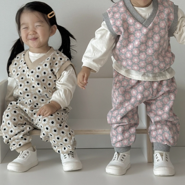 韓國🇰🇷Moran 滿版花朵V領背心套裝(S-L)