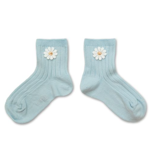 (預購) COLLEGIEN 螺紋小花短襪 Bérénice - 420 Glacier 冰河藍