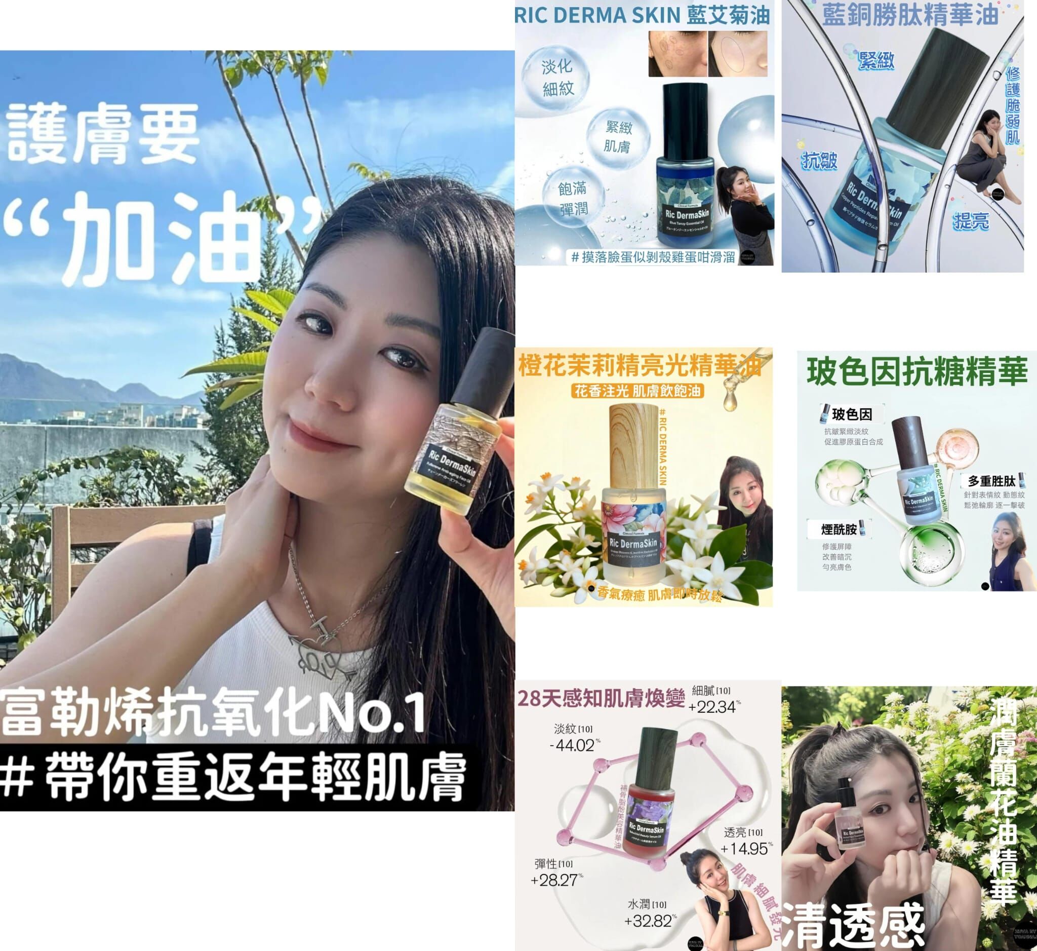RIC DERMA SKIN 藍銅勝肽精華油30ml R97（最快修復加變白）☀️買4送3☀️混合7款Ric 精華油（下單任揀7件）