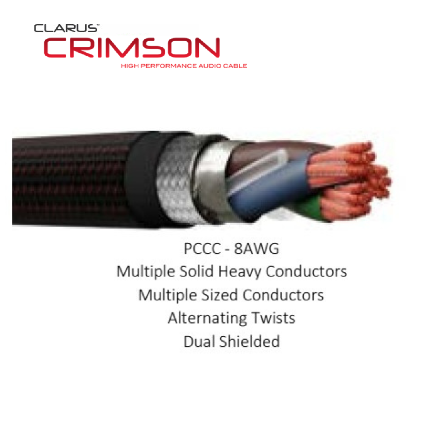 Clarus Crimson 8AWG 15A大電流電源線 (PC-OCC/單結晶超純銅) (1條)