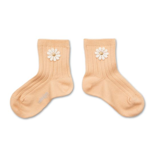 (預購) COLLEGIEN 螺紋小花短襪 Bérénice - 590 Sorbet 冰淇淋粉