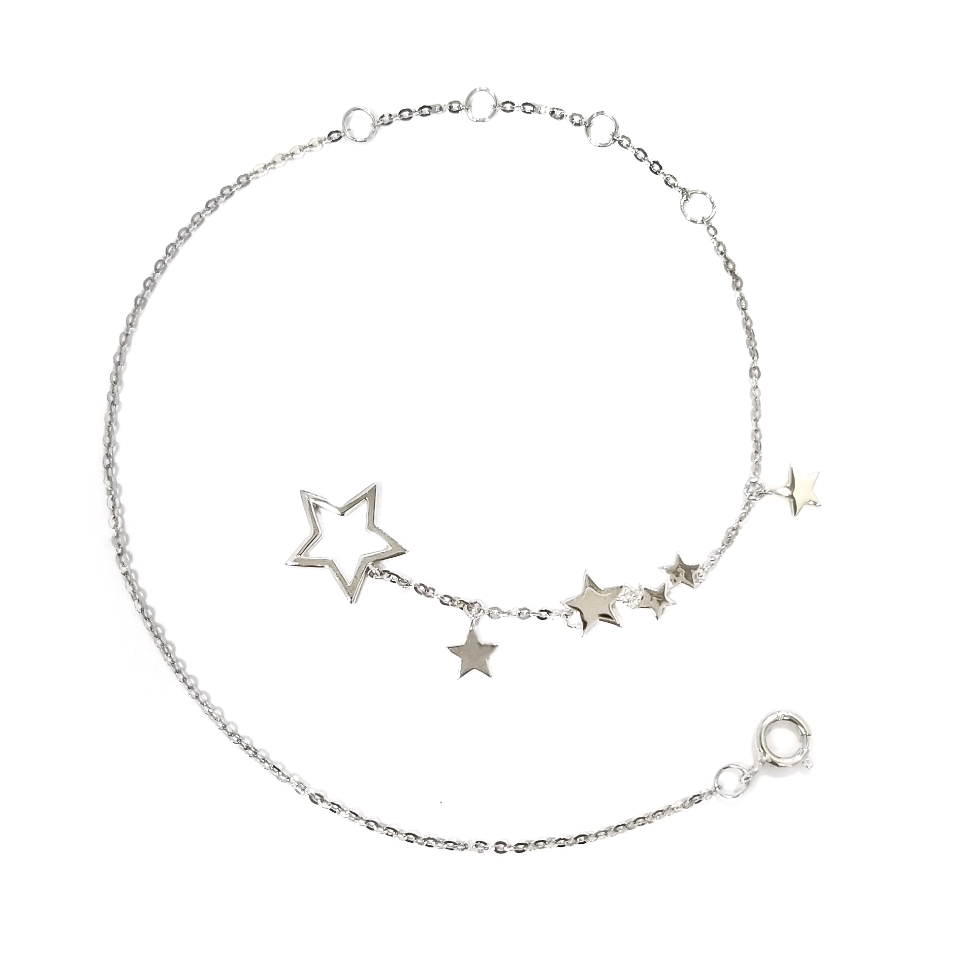 18K白金天然鑽石星星手鏈及腳鏈