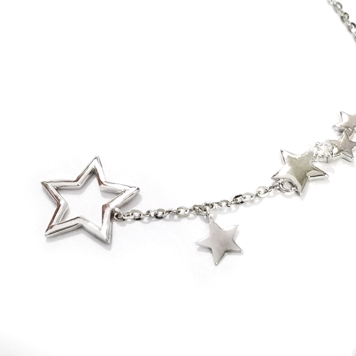 18K白金天然鑽石星星手鏈及腳鏈