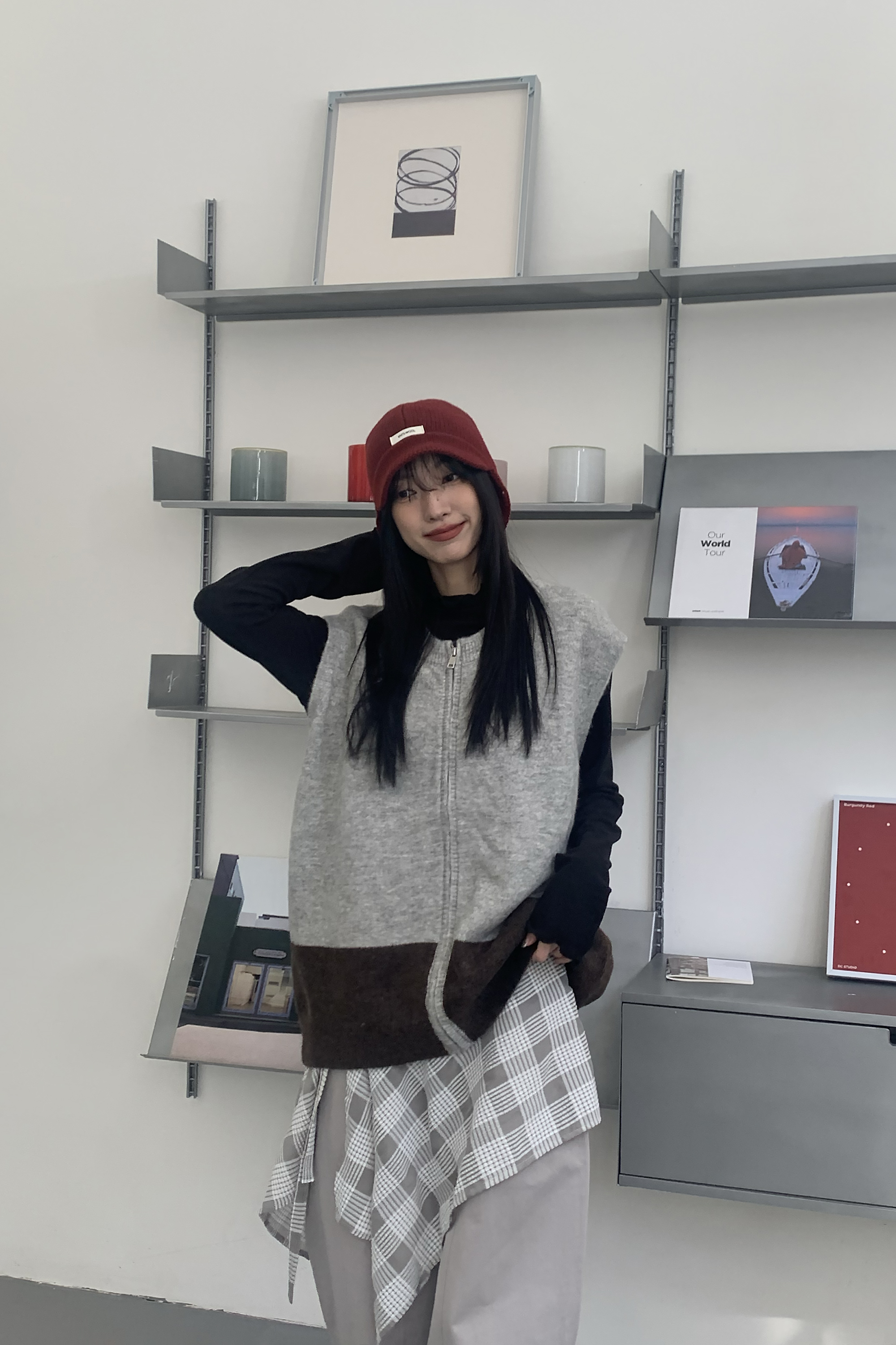 New Year｜色彩反轉拉鍊針織背心 2色