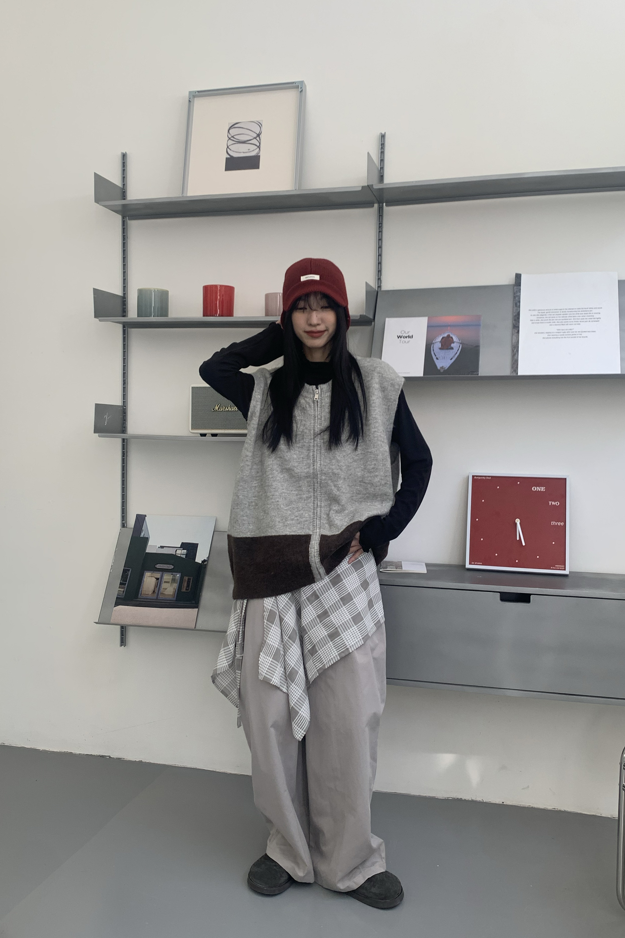 New Year｜色彩反轉拉鍊針織背心 2色