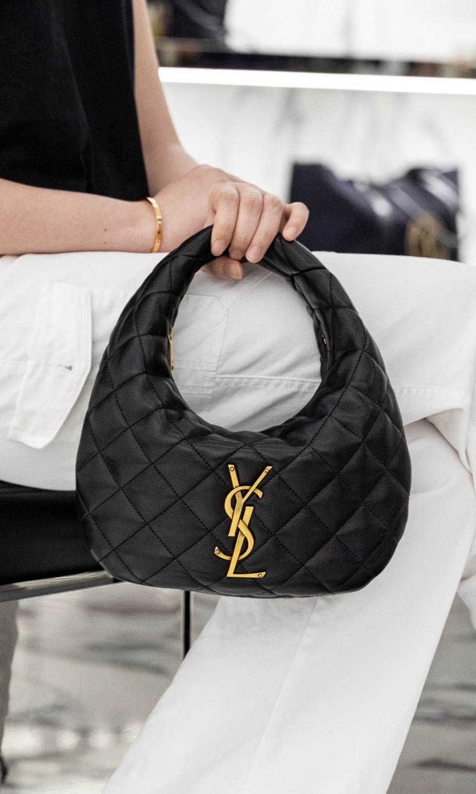 YSL Icarino 絎縫納帕皮手袋