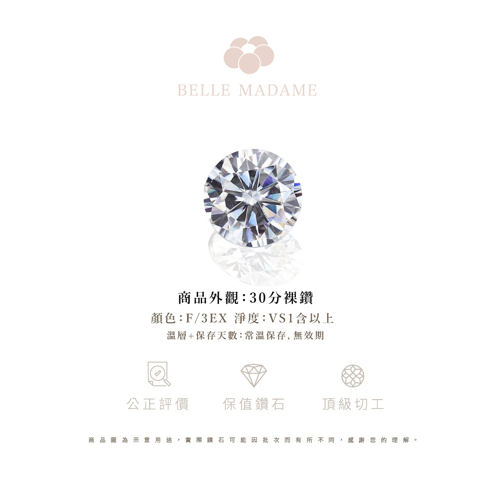 BÉLLE MADAME｜心映光芒 30分培育真鑽（裸鑽）