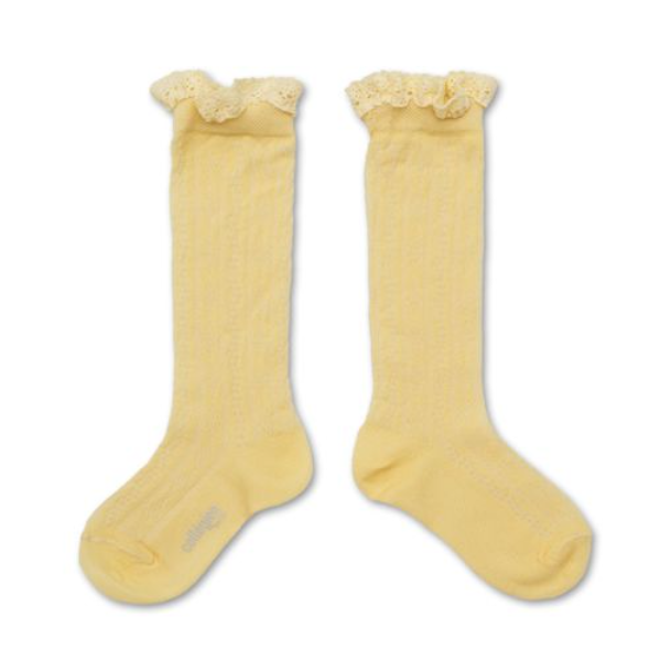 (預購) COLLEGIEN 幾何縷空蕾絲邊長襪 Marie-Anaïs - 039 Vanille 香草