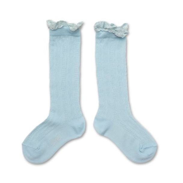 (預購) COLLEGIEN 幾何縷空蕾絲邊長襪 Marie-Anaïs - 420 Glacier 冰河藍