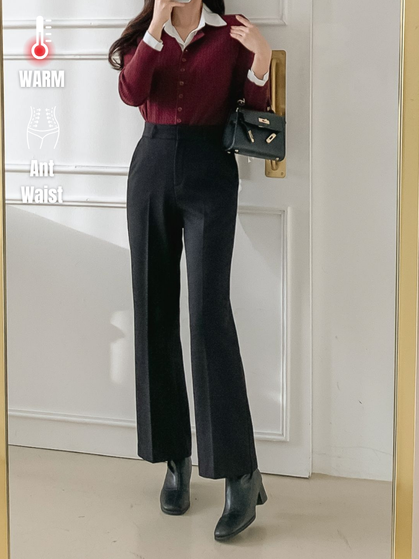 螞蟻腰刷絨微喇叭西裝褲 [ 2色 / S,M,L,XL ]