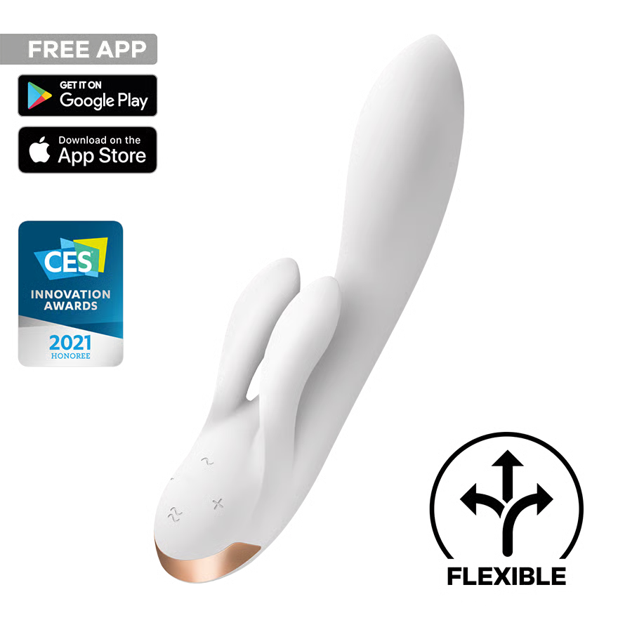 Satisfyer Double Flex APP控制 免子按摩棒 (黑色/白色)