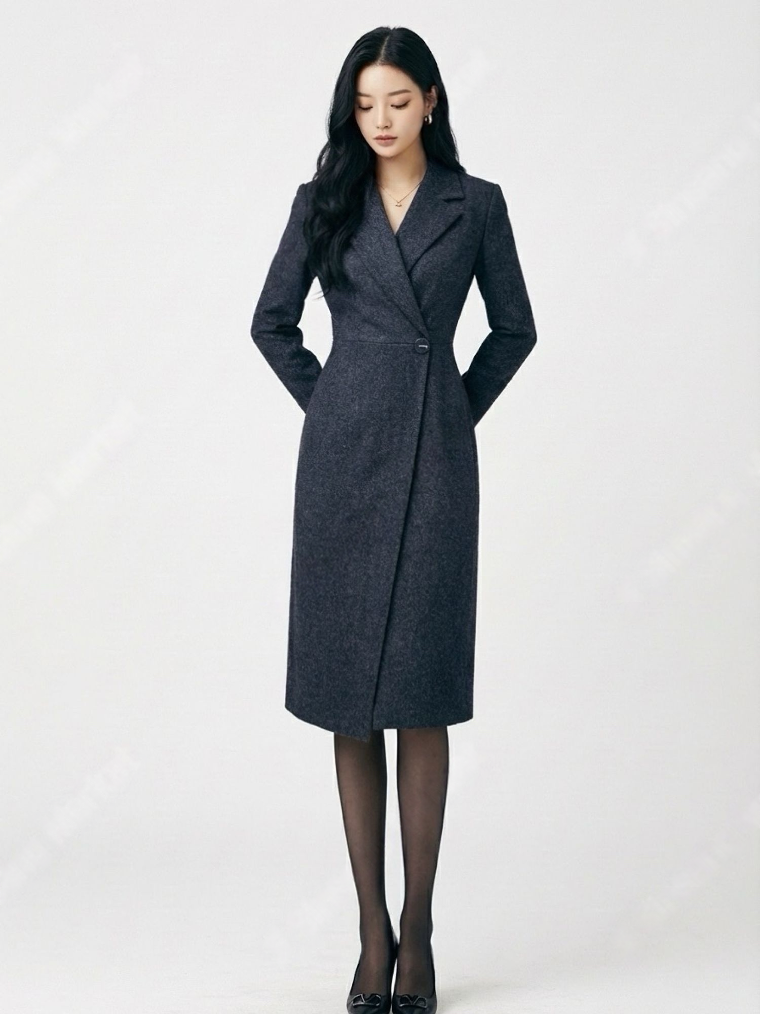 Lillibet 西裝領包臀羊毛洋裝 [ 2色 / S,M,L ]