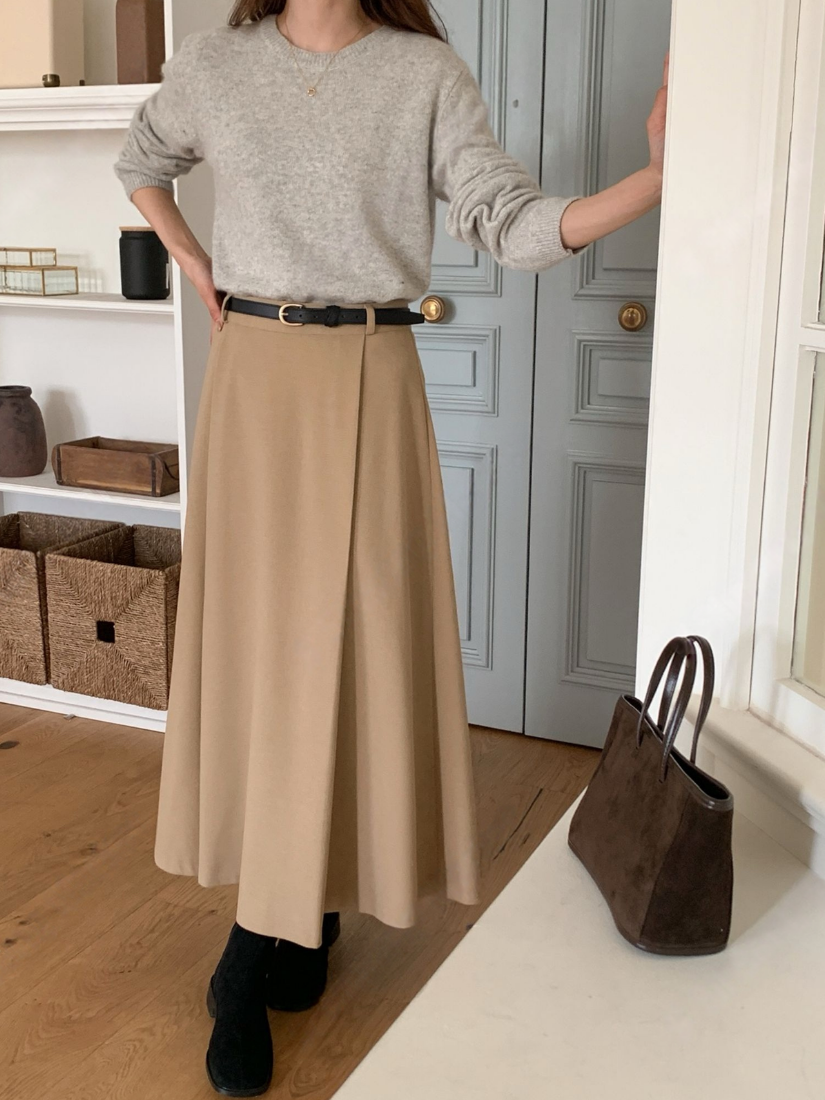 Jodie 百搭純色打褶長裙 [ 3色 / S,M ]