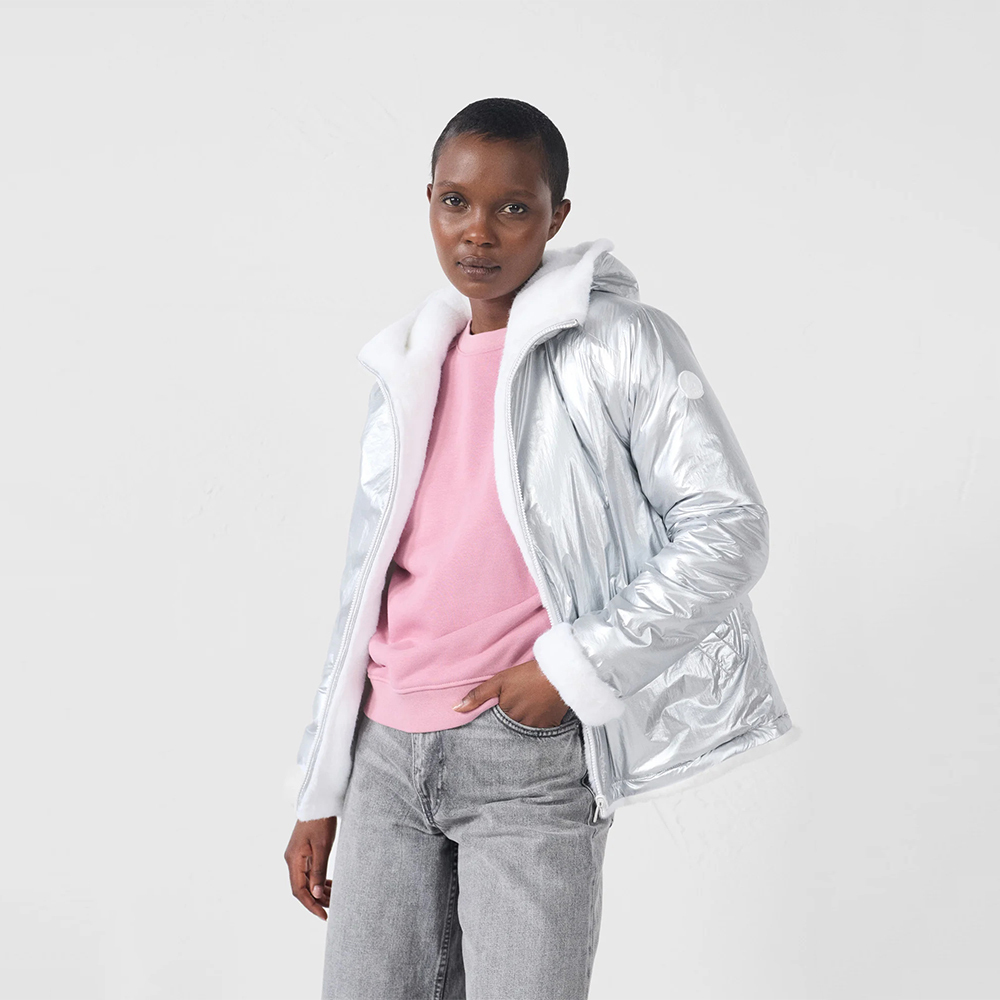 【JOTT】ZOR二面穿束繩外套(銀/白)