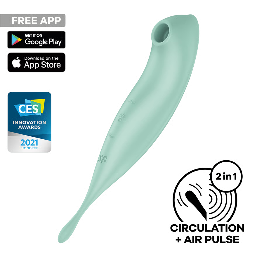 Satisfyer Twirling Pro Connect App Clitoris Sucker (Dark Red/Mint)