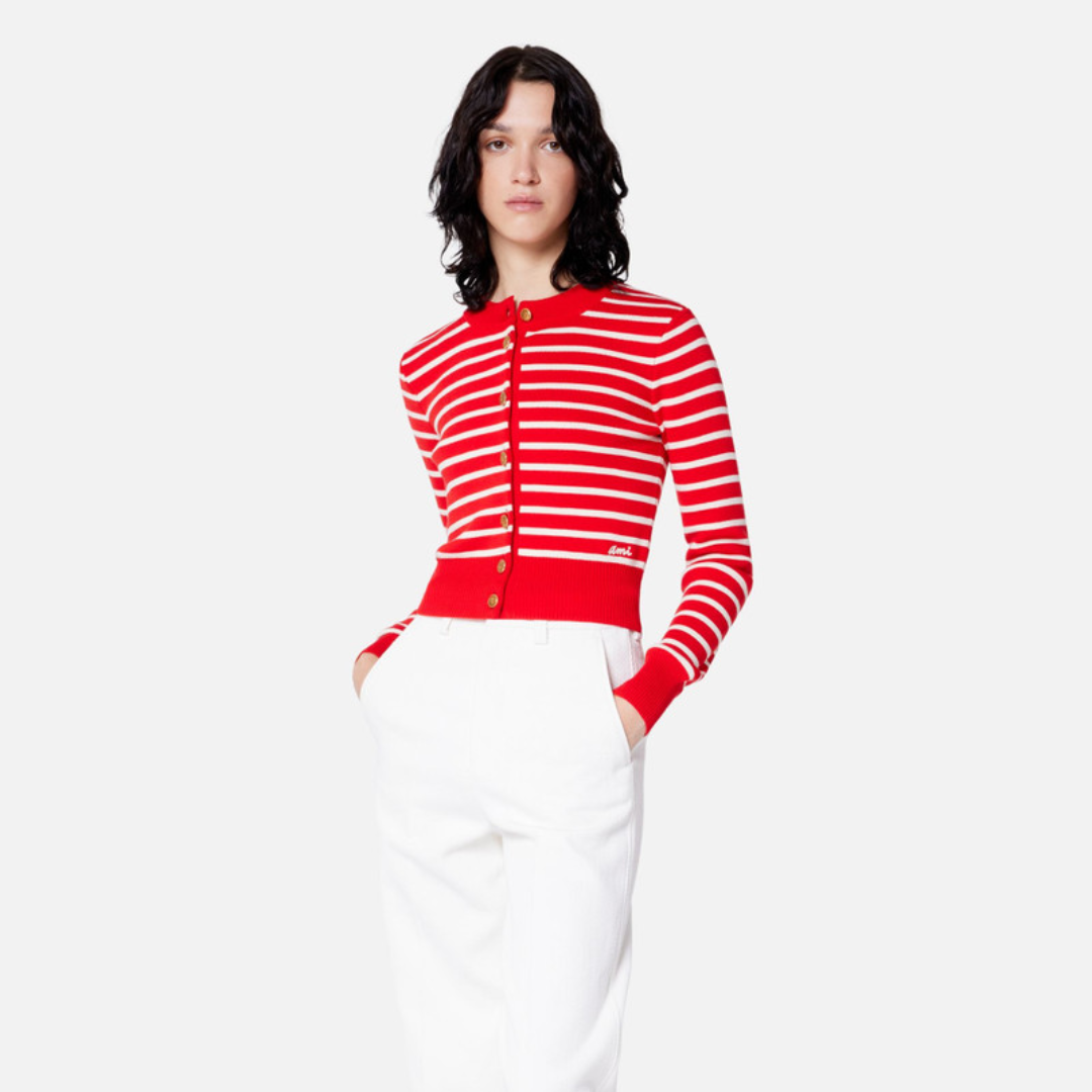 1LN0902-138 [AMI] Sailor Cardigan Scarlet #FKC011.KN0003_682_L (C-EU-E)