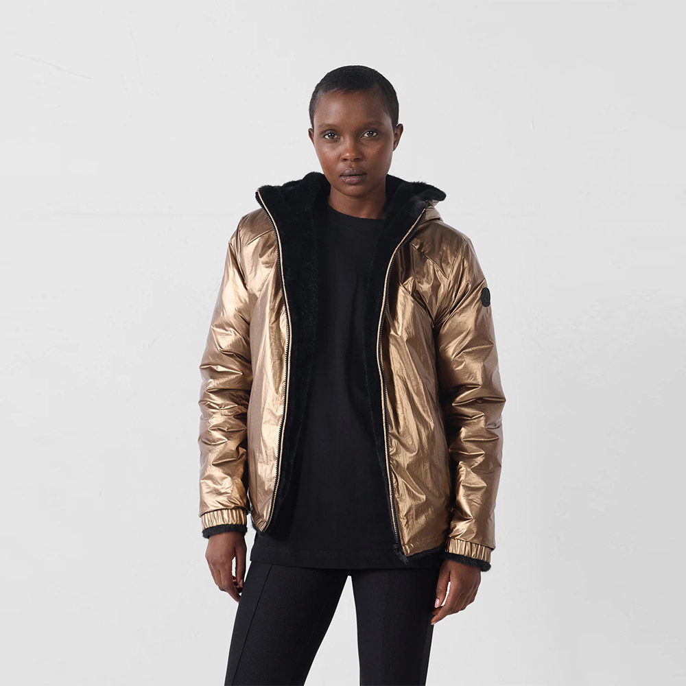 【JOTT】ZOR二面穿束繩外套(金/黑)