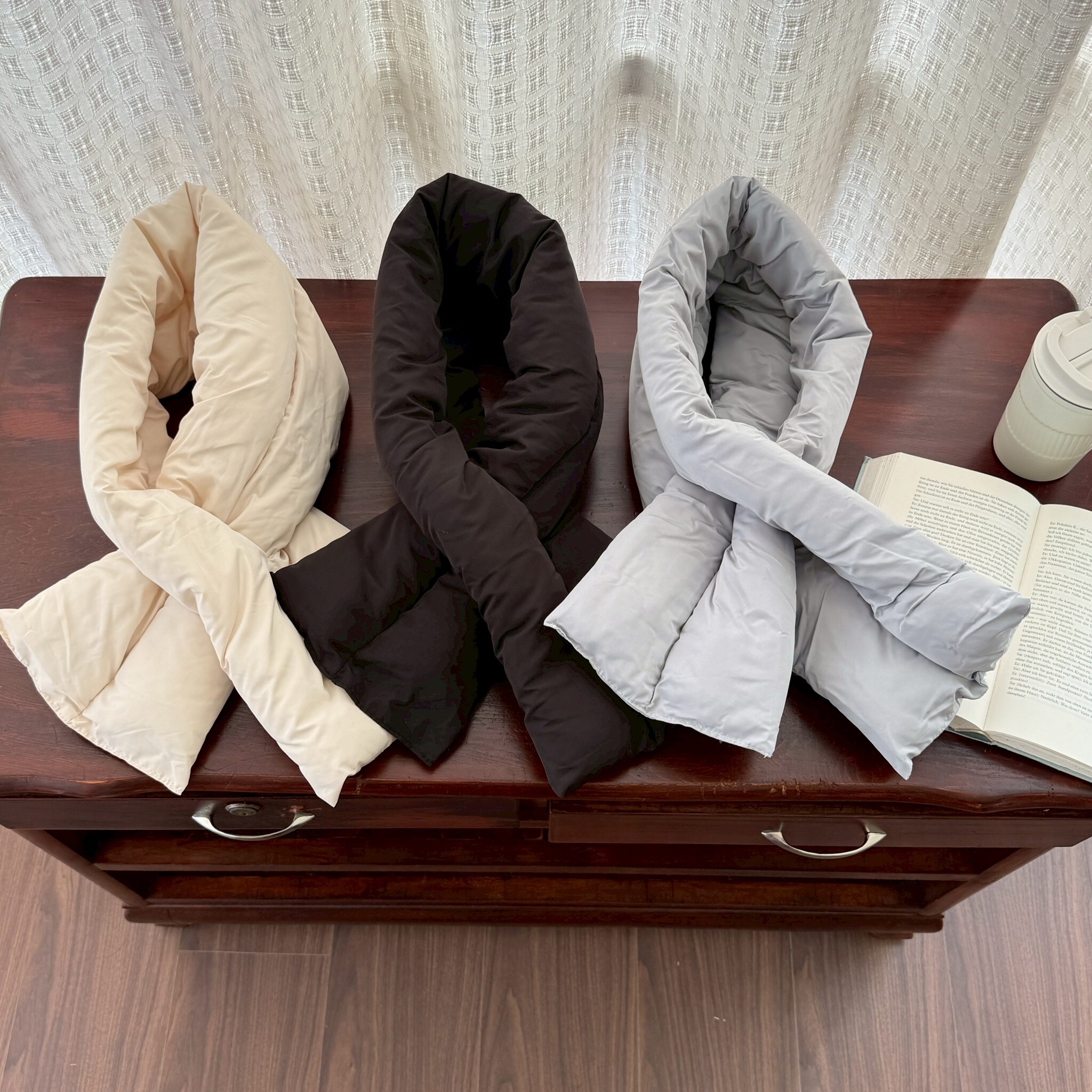 小眾氛圍感 鋪棉澎感圍巾