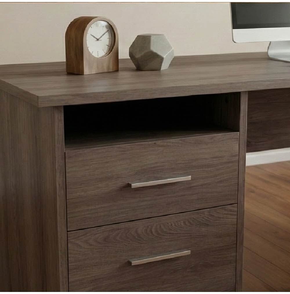 康迪仕摩登L型書桌-深木色