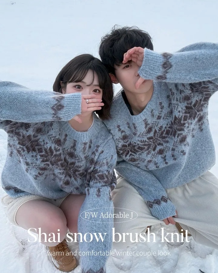 【優惠價預訂】男女可穿！韓國雪花圖案冷衫（4色）