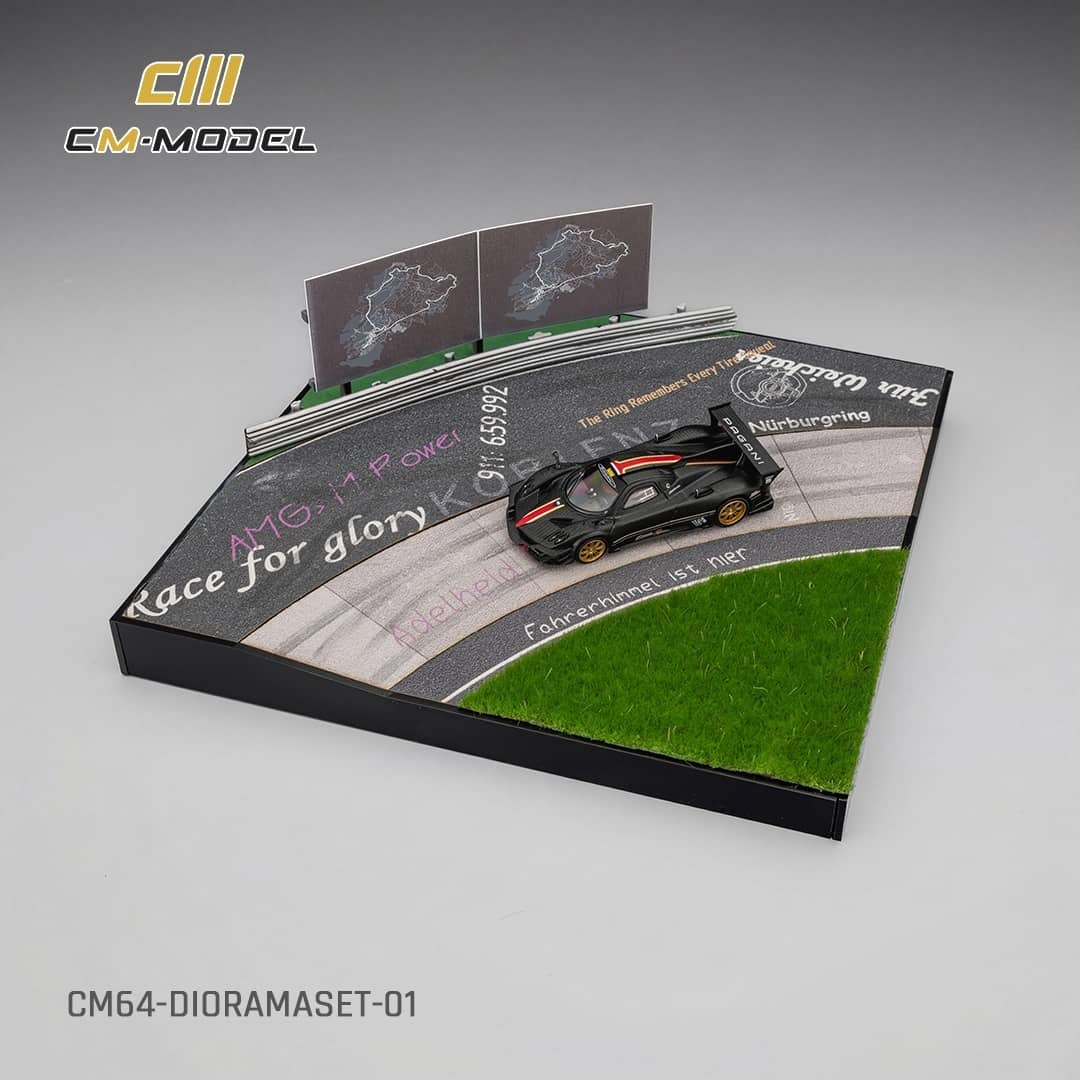 PO-$260 * CM MODEL * 1:64 DIORAMA - NURBURGRING (INCLUDING A ZONDA R EVOLUCION)