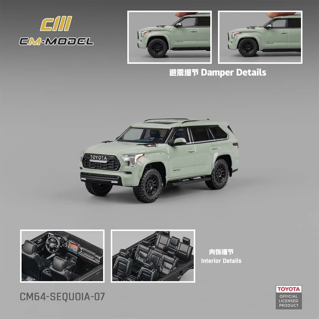PO-$180 * CM MODEL * 1:64 TOYOTA SEQUOIA XK80 TRD PRO CYAN GREEN