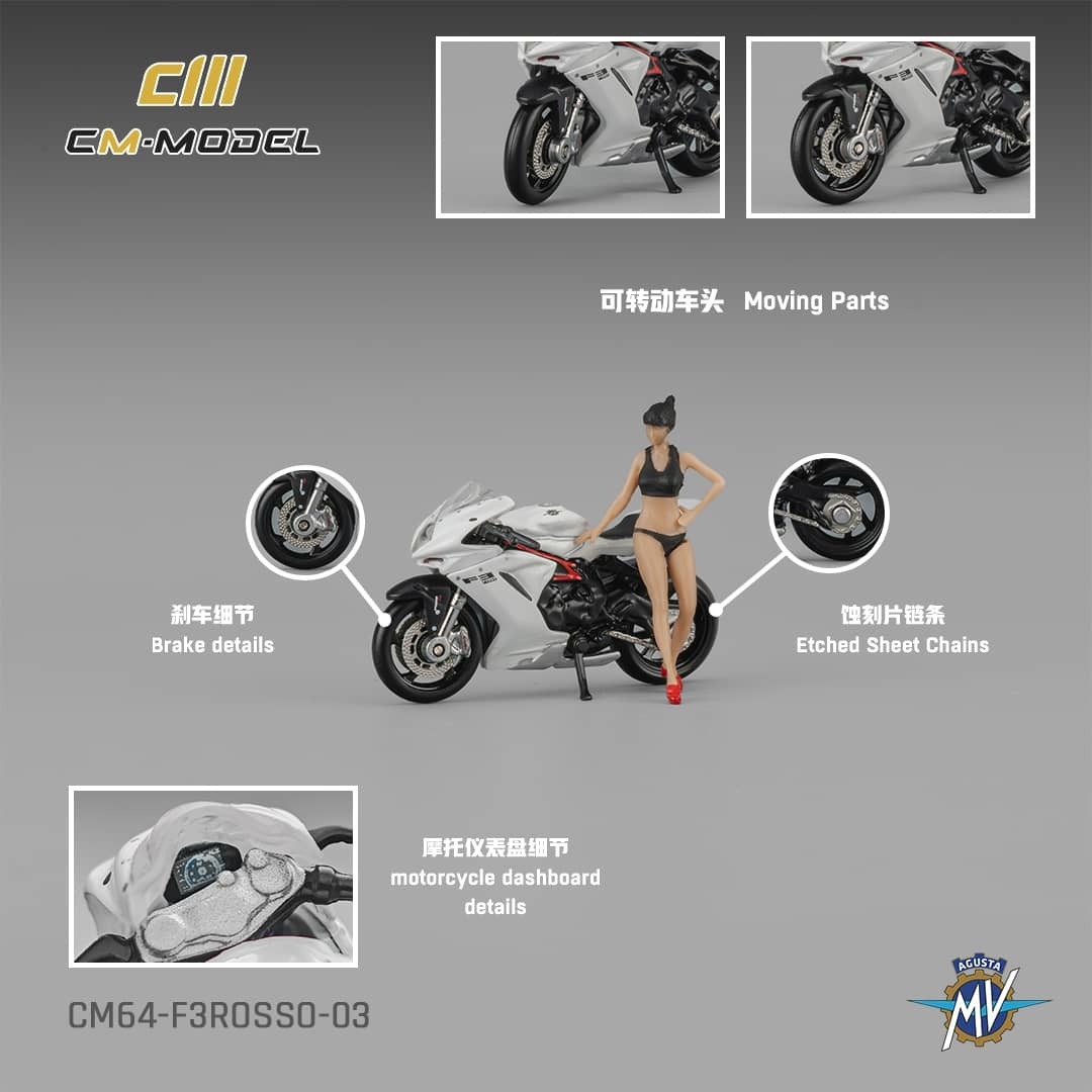 PO-$140 * CM MODEL * 1:64 MV AGUSTA F3ROSSO WHITE
