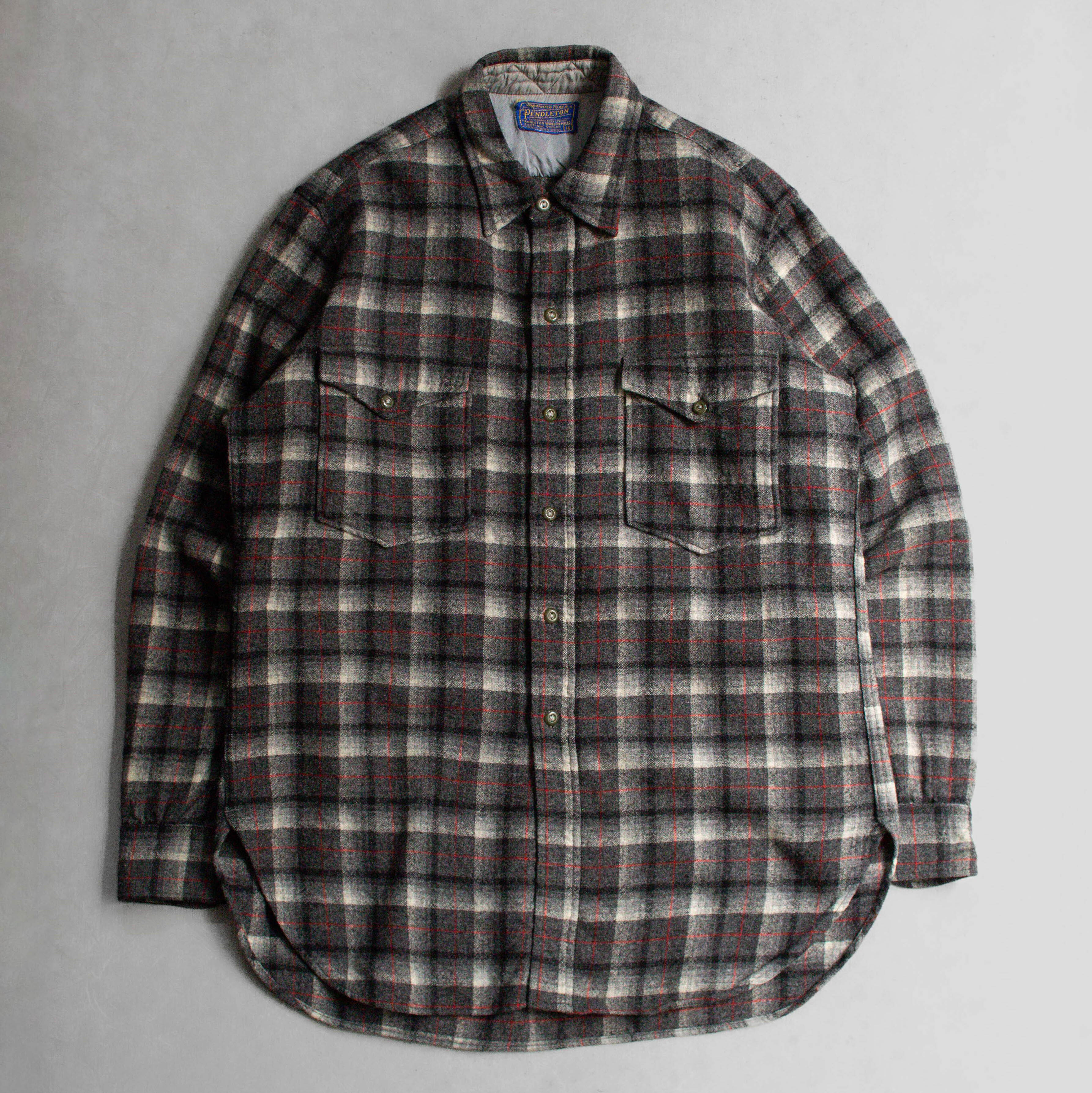 50S PENDLETON WOOL SHIRT 美國製 深灰 格紋 羊毛 長袖 襯衫