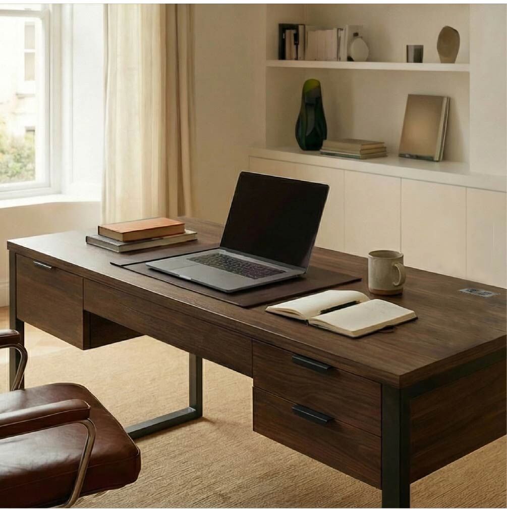 雅博德經典胡桃5尺書桌-附USB孔