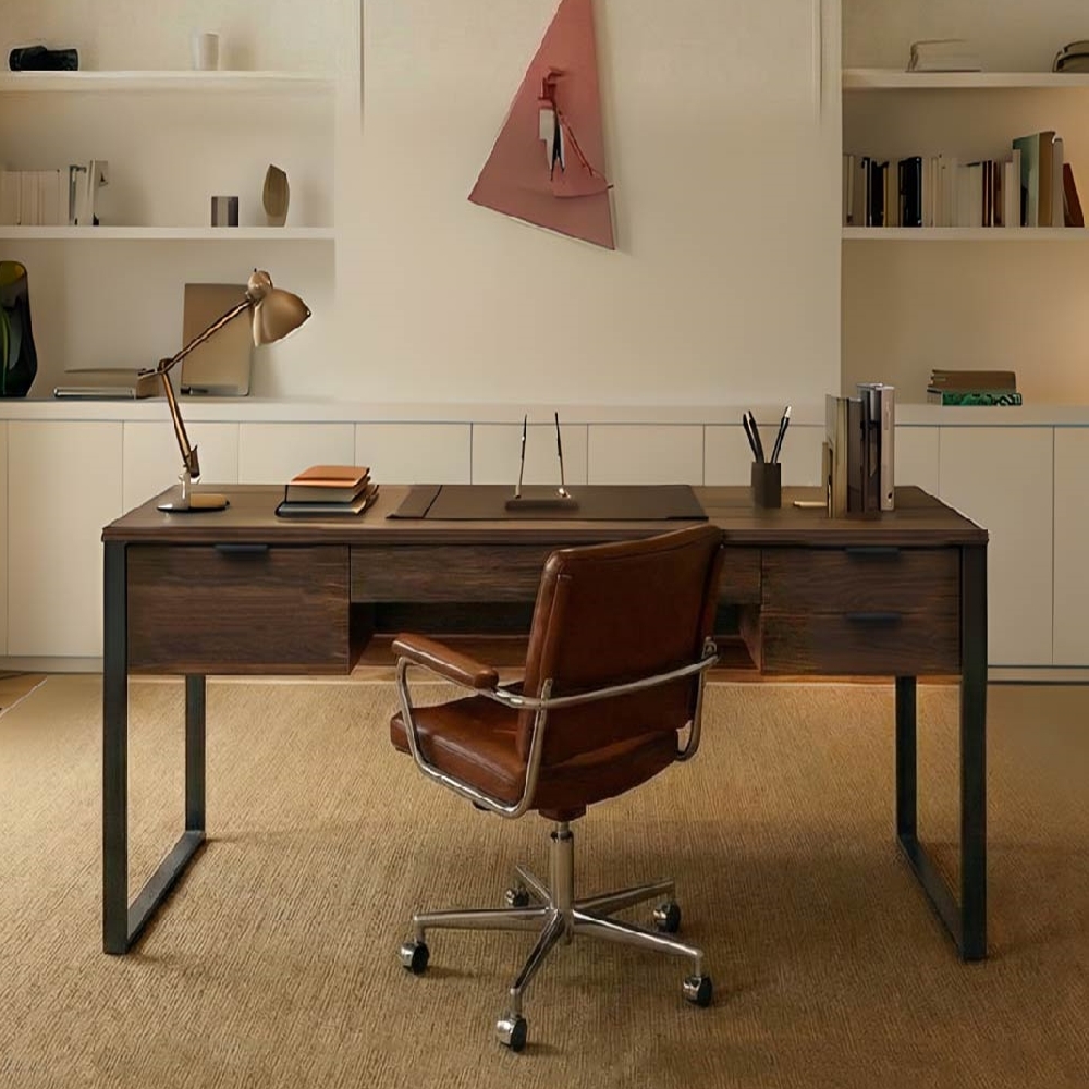 雅博德經典胡桃5尺書桌-附USB孔