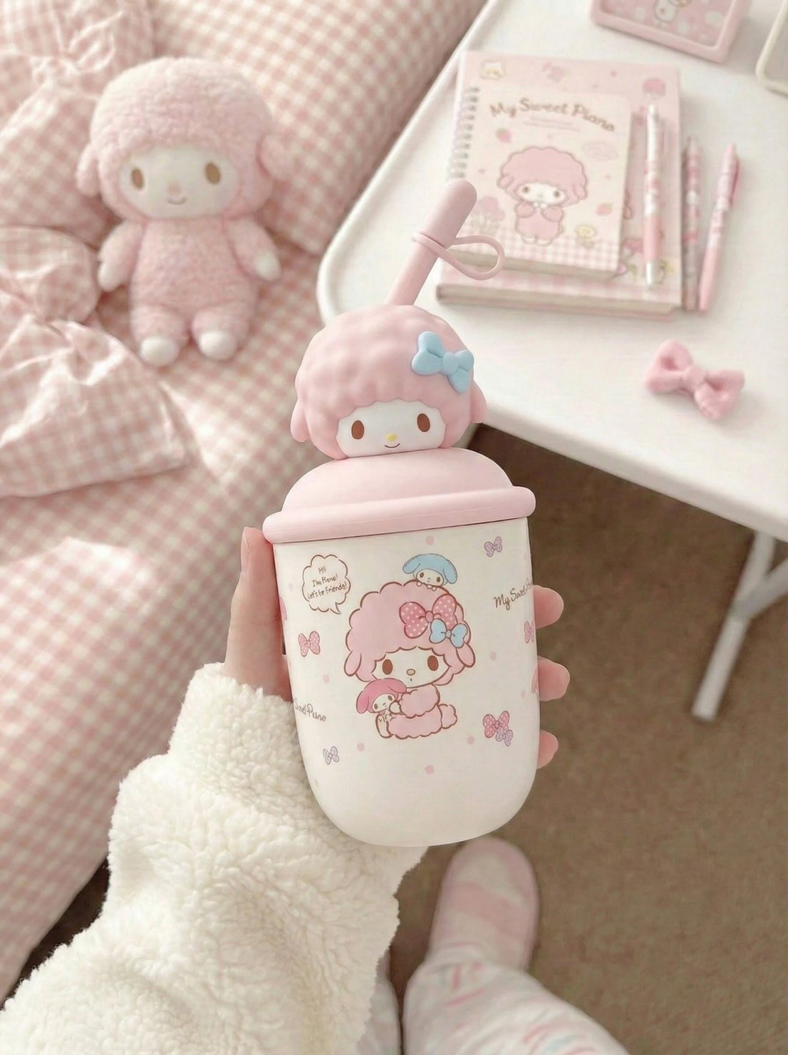 iSNEAKERS｜Sanrio 三麗鷗 不鏽鋼吸管杯 冰壩杯 Kitty 美樂蒂 彼安諾 380ml 四款