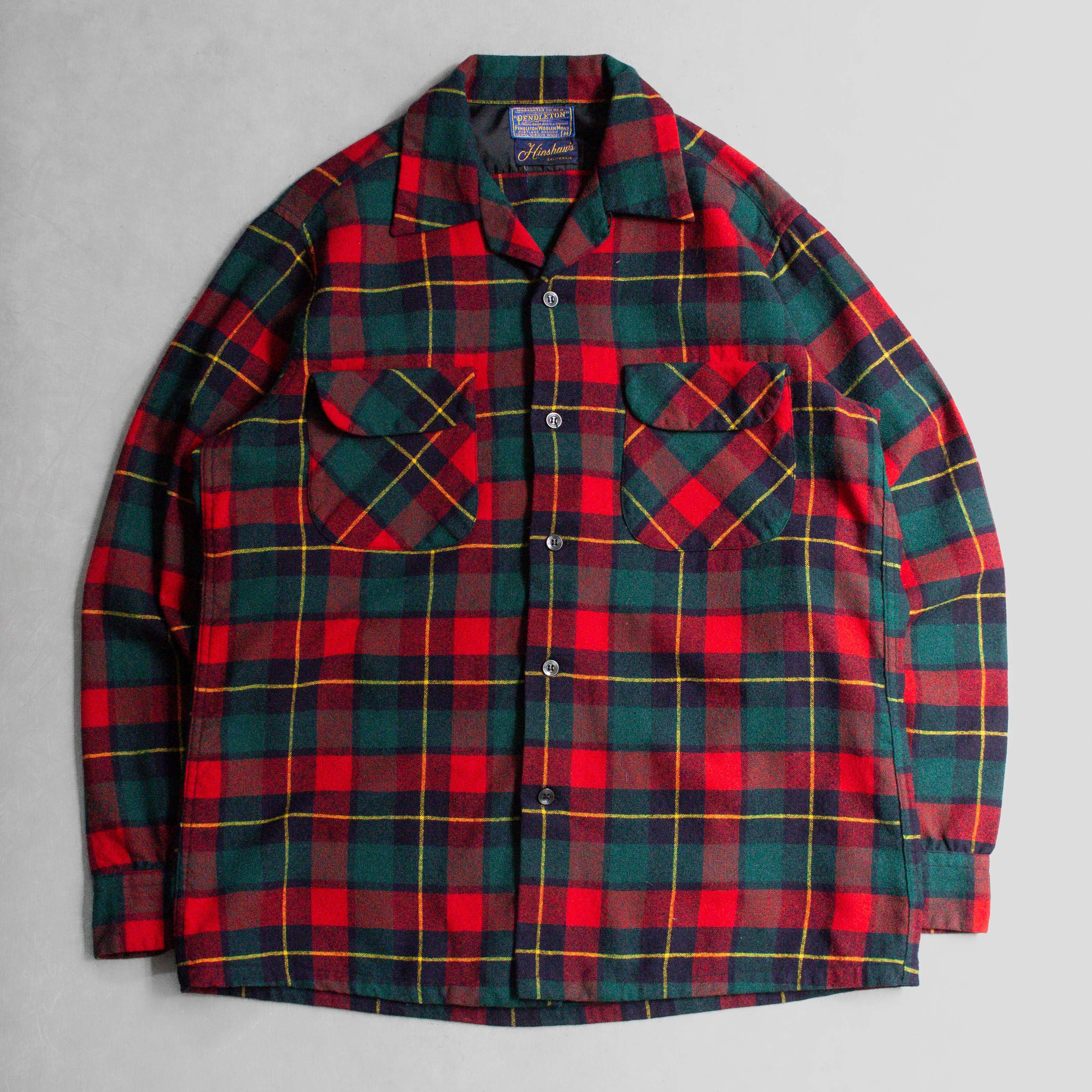 50S PENDLETON WOOL BOARD SHIRT 美國製 紅綠 格紋 羊毛 長袖 開領 襯衫