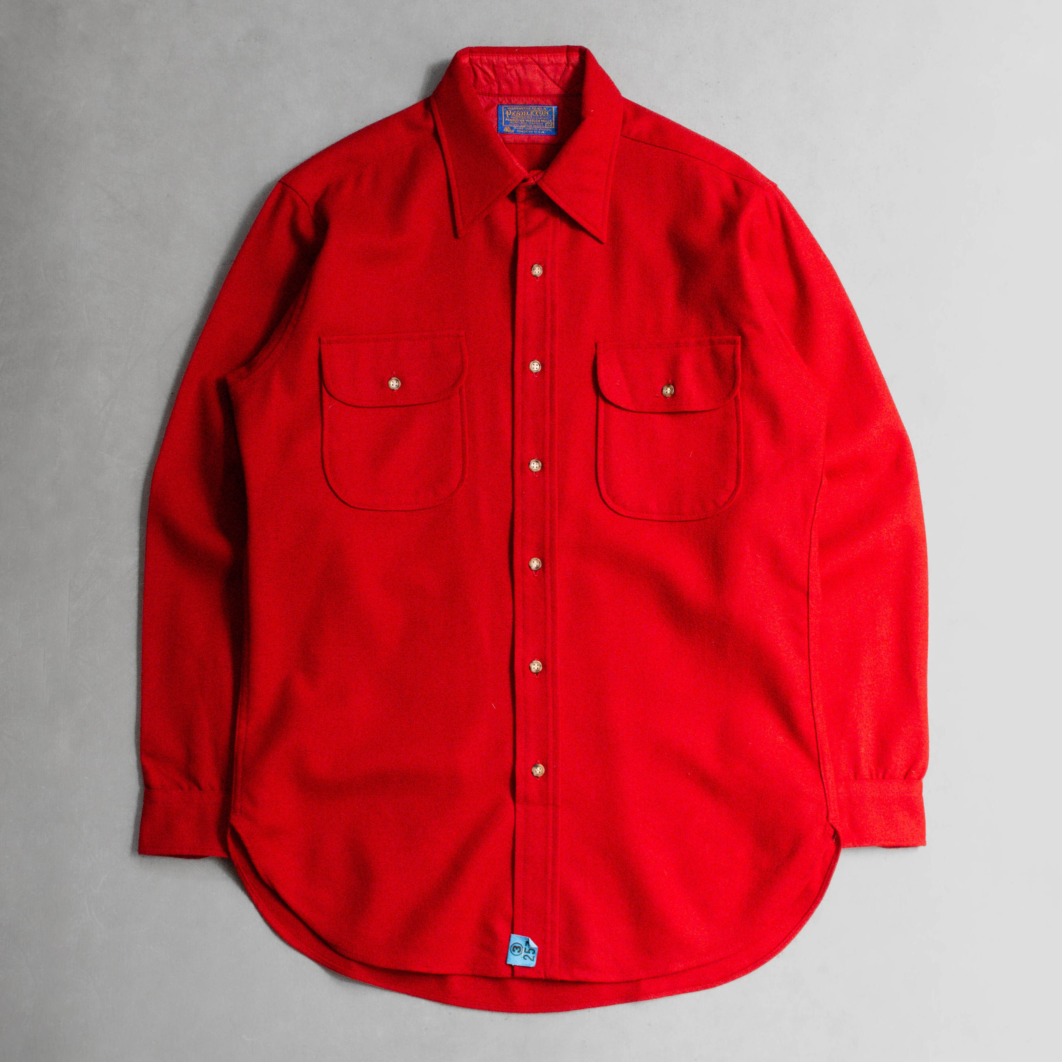 70S PENDLETON WOOL SHIRT 美國製 紅色 素面 羊毛 長袖 襯衫