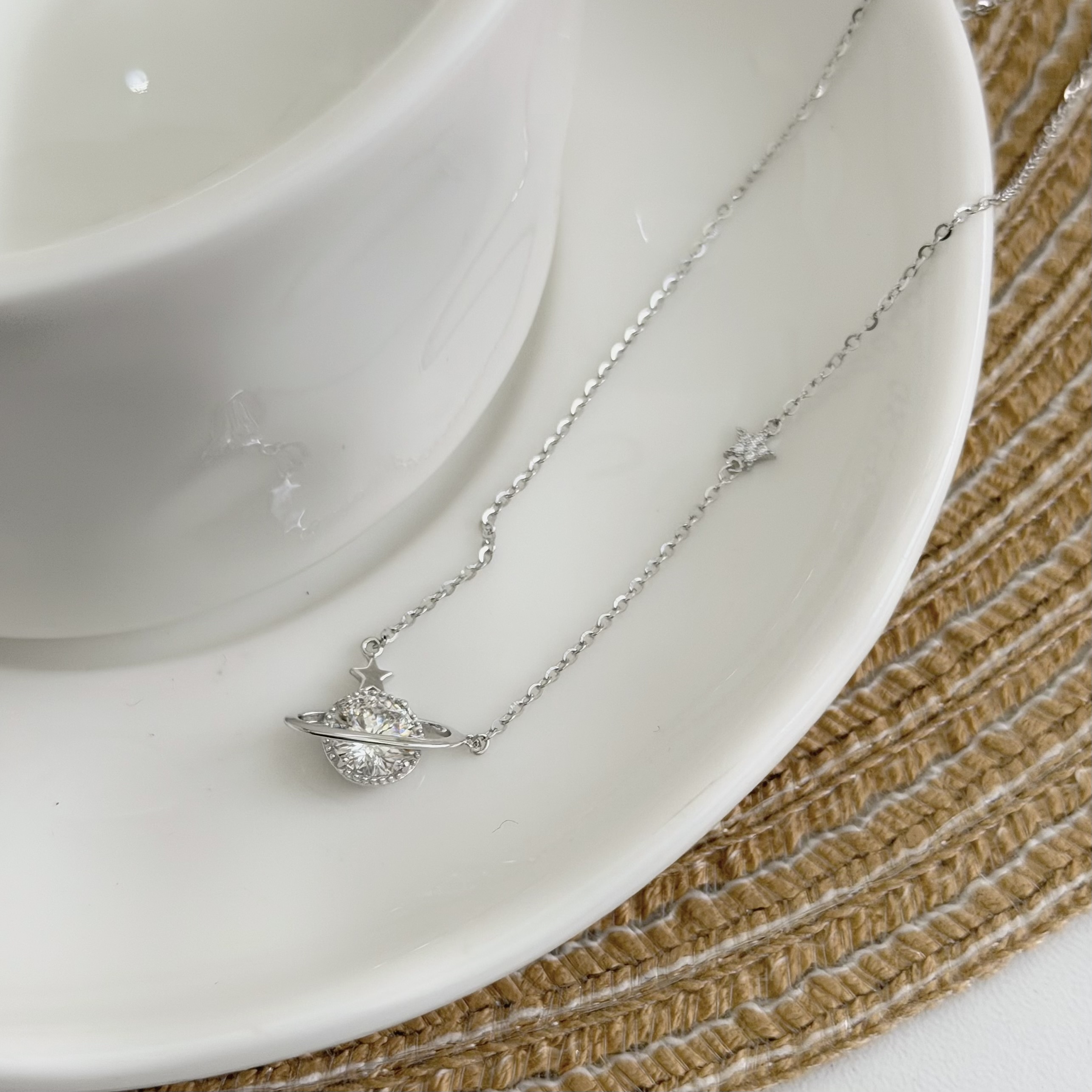 V138【輕奢】莫桑鑽星球純銀鎖骨鏈