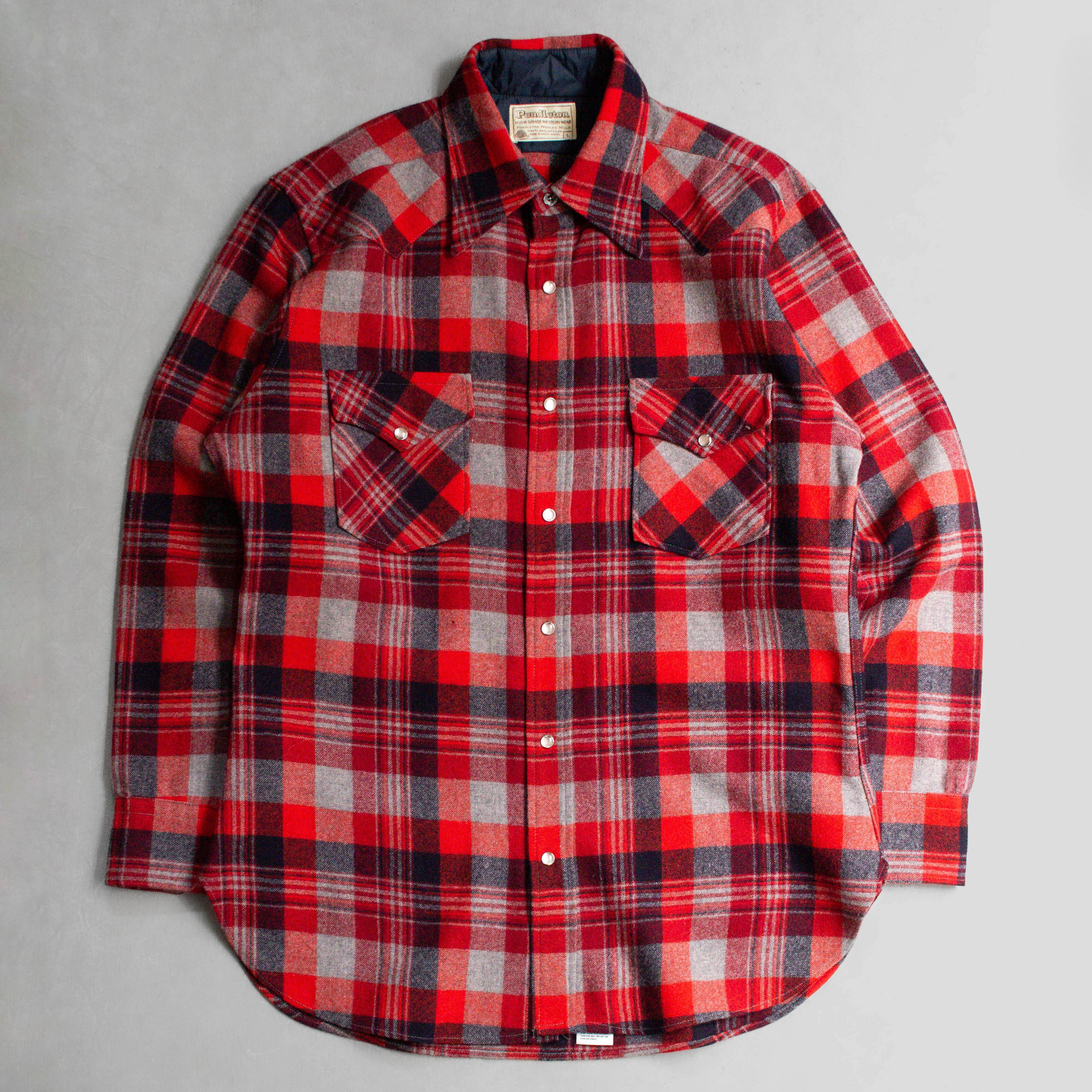 70S PENDLETON WOOL CANYON SHIRT 美國製 紅色 格紋 羊毛 長袖 西部 襯衫
