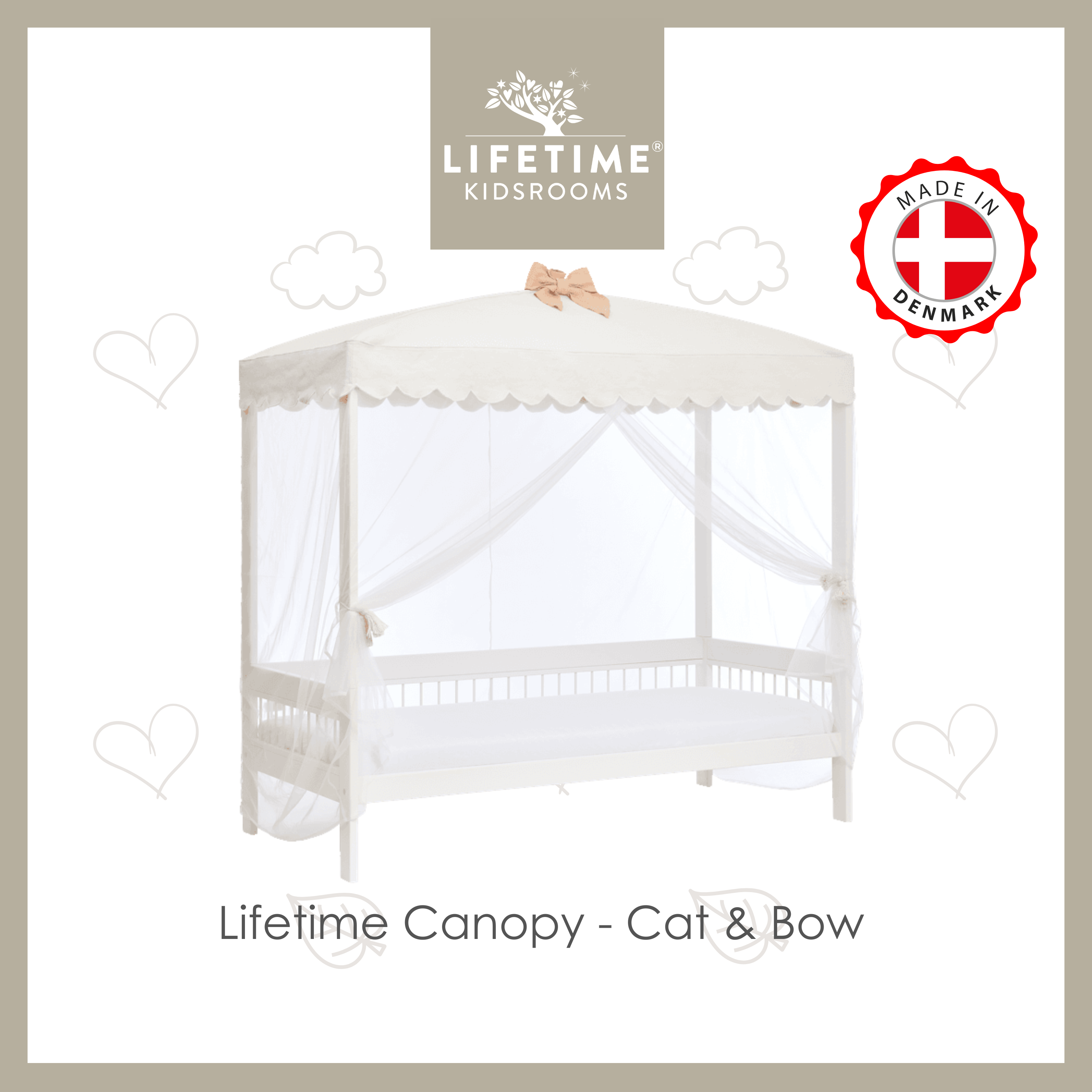 Lifetime Canopy for 4-Poster Bed - Cat & Bow