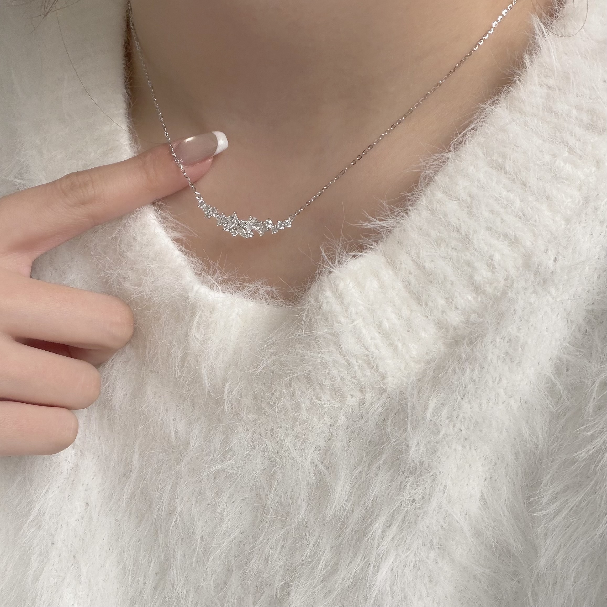 Y263【輕奢】不規則滿鑽微笑鏈