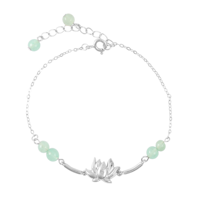 純銀手鍊，女士手鍊 清雅蓮花出淤泥不染；象徵沉靜潔淨 在日常裡自我盛開（4203銀色）