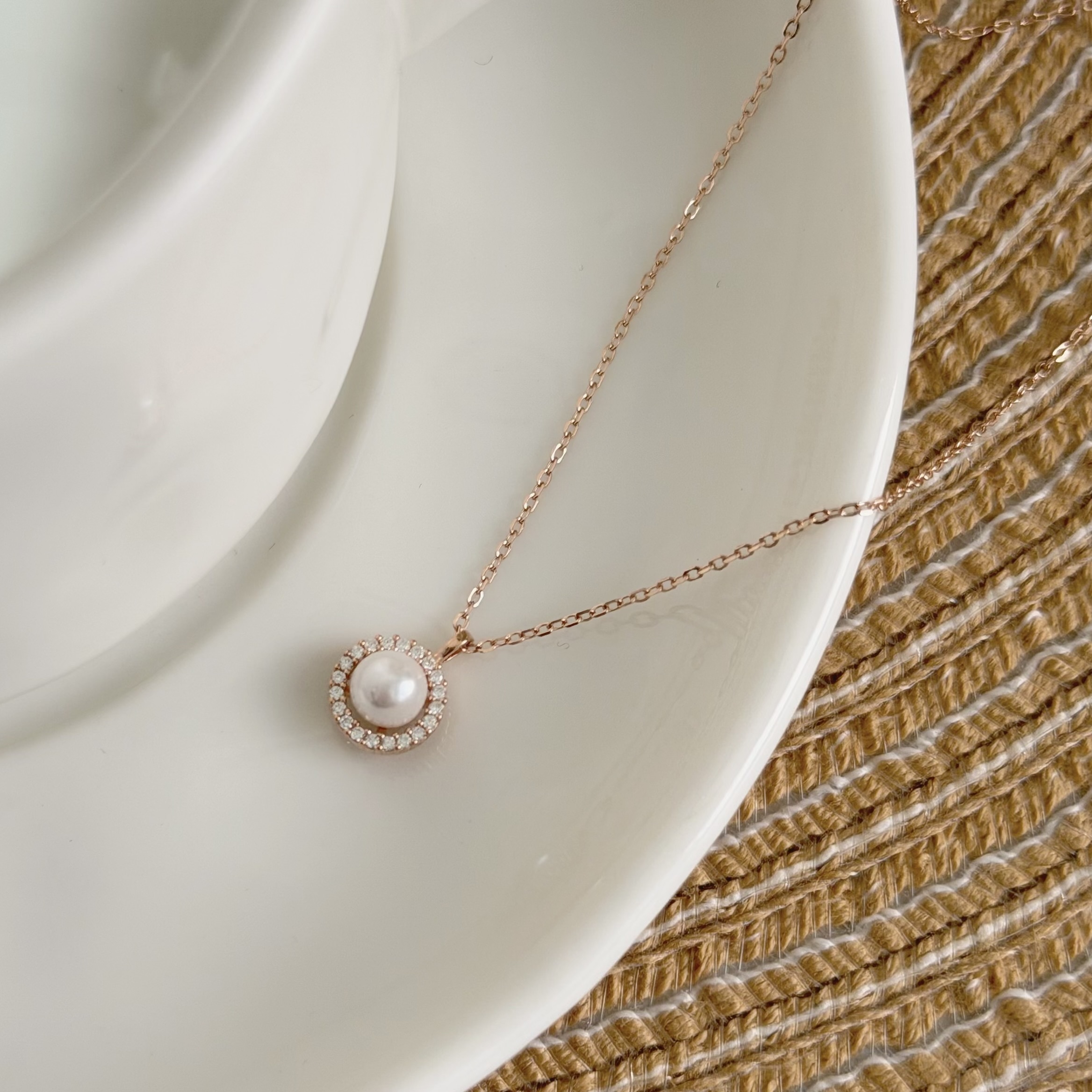 Y322【輕奢】排鑽珍珠純銀鎖骨鏈