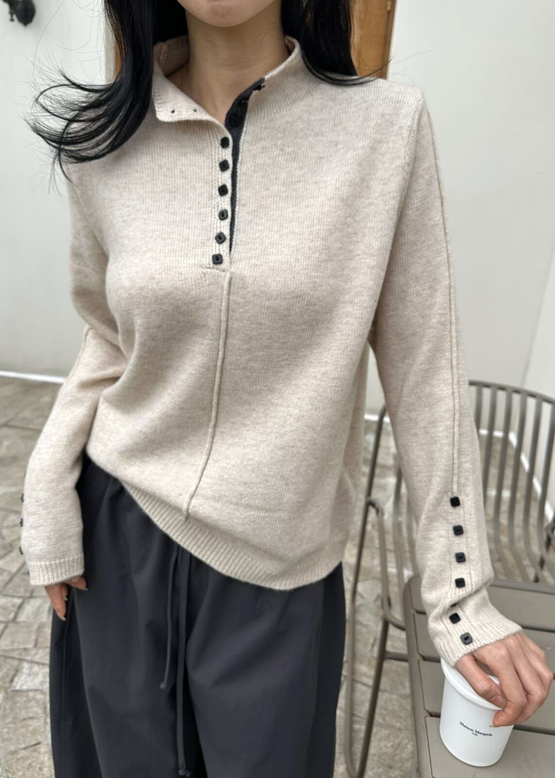 CY5401 排扣企領中線彈性針織上衣 $299/2件 *特價*