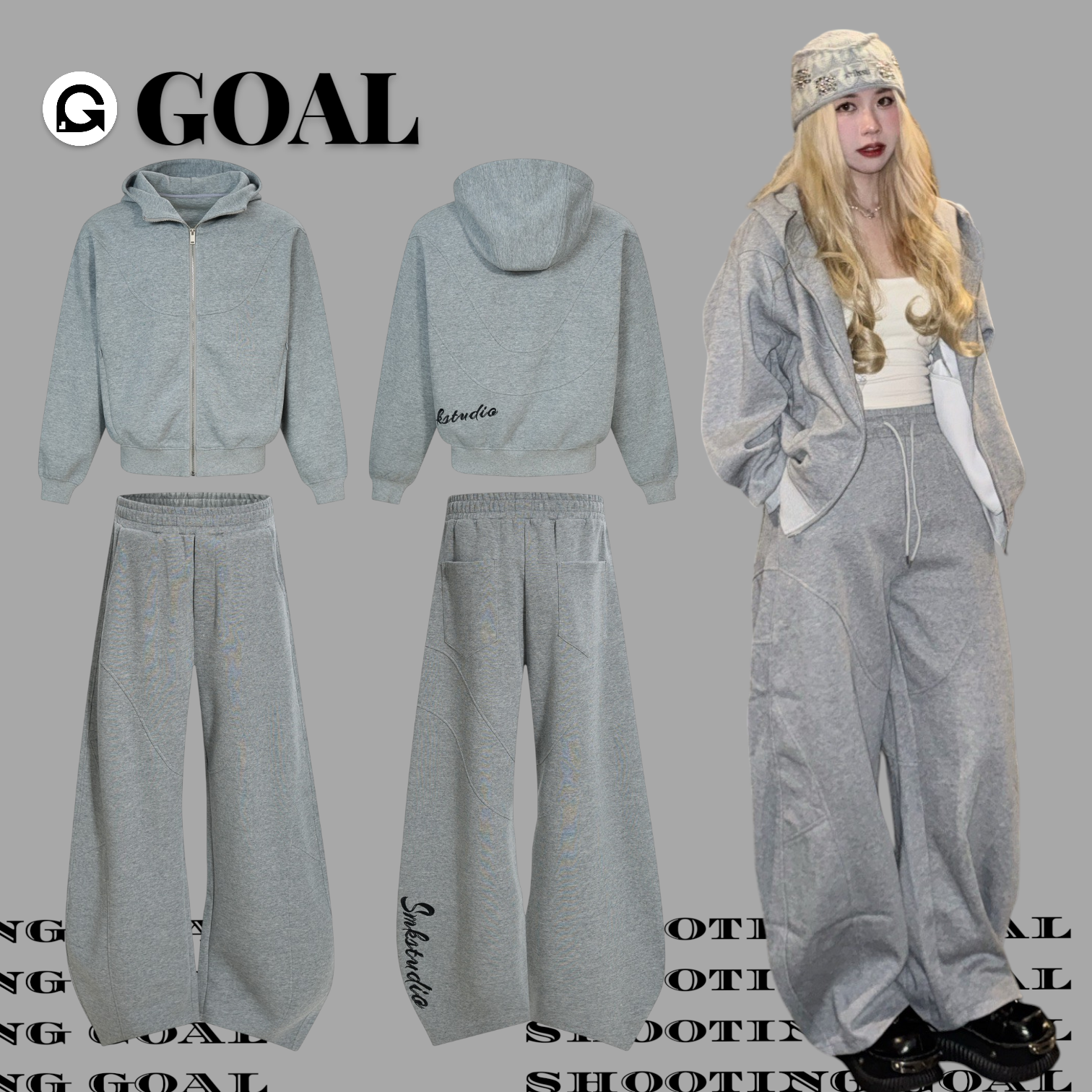 (GOAL) 美式重磅解構刺繡連帽外套 SMK A229